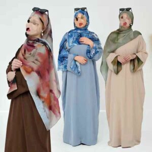 Abaya with matching printed modal hijab