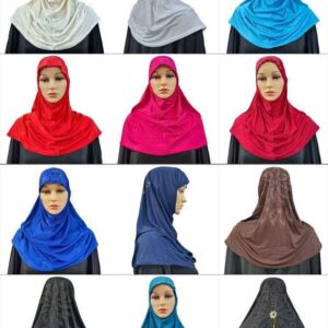 Girls Hijab - plain white/ colored with stones
